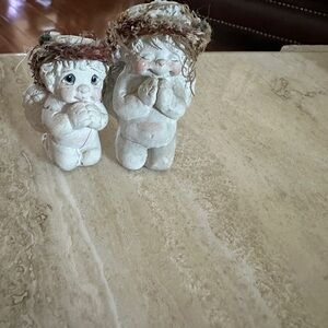 VTG Dreamsicles Angel Babies Cherub Figures Signed Kristin 1991 Set of 2 FLAWED